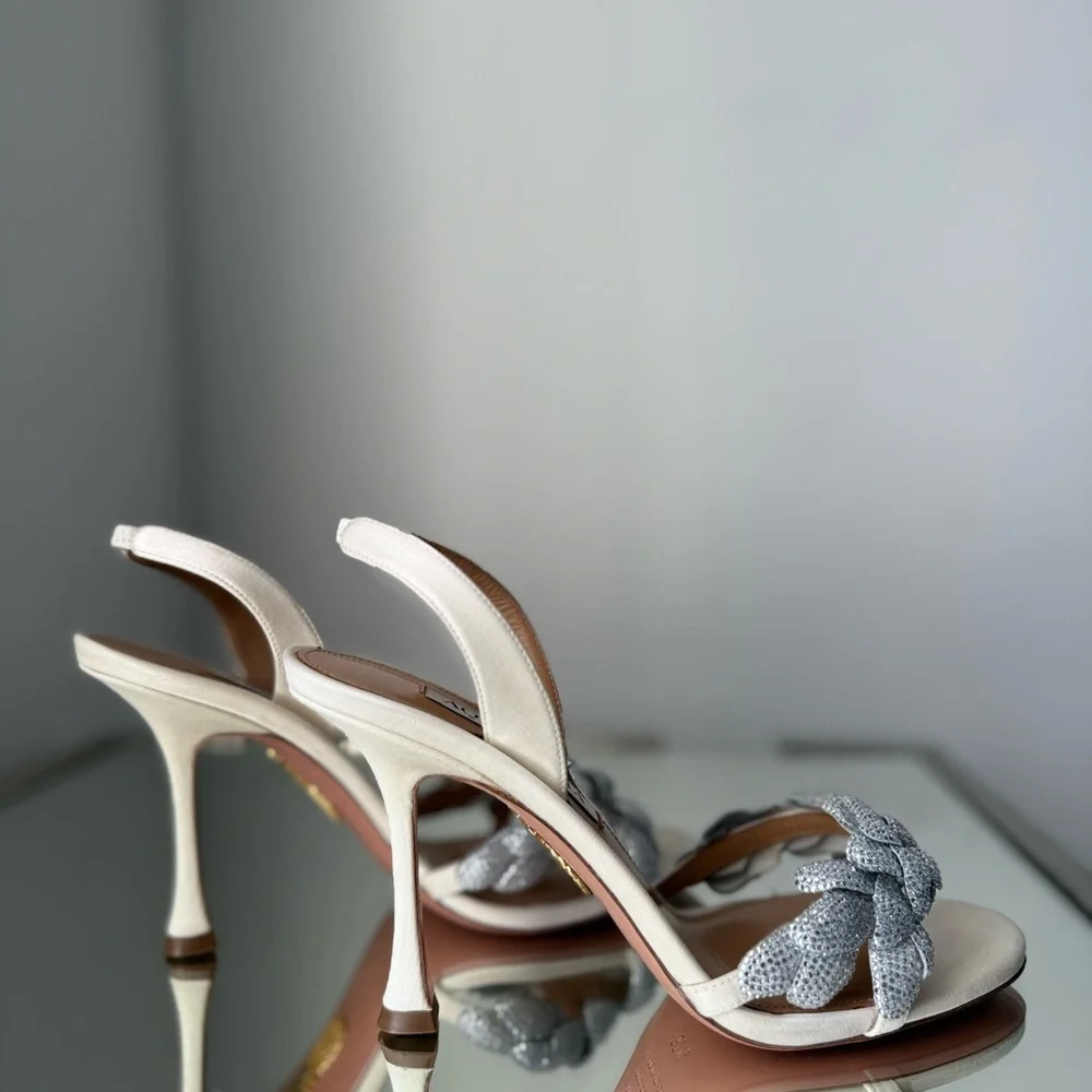 Aquazzura Galactic Flower 95 satin sandals $1,450 37.5 - Picture 10 of 14